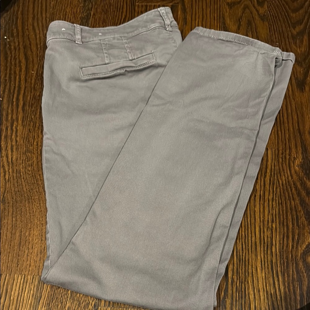 LOFT Gray Straight Leg Pants Cotton Blend